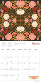 Calendar with floral design on a black background