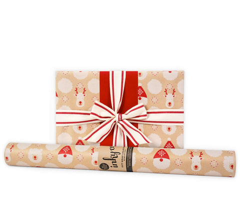 Nordic Christmas Kraft wrapping paper in a 5m roll.