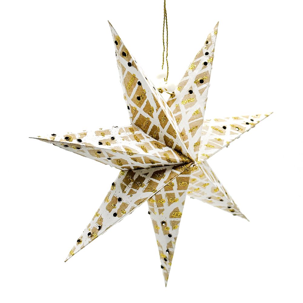 Better World Arts Handmade Kraft Glitter Star 20cm - Paulina Puruntatameri