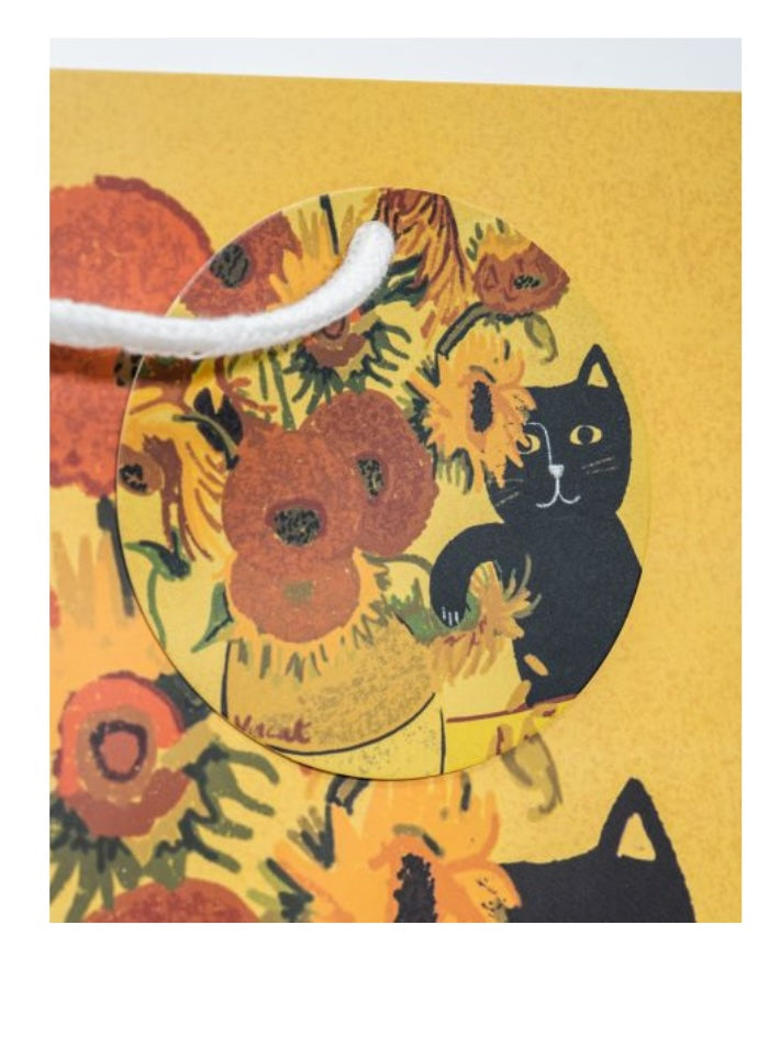 Niaski Gift Bag - Van Gogh Sunflower Cat - Medium