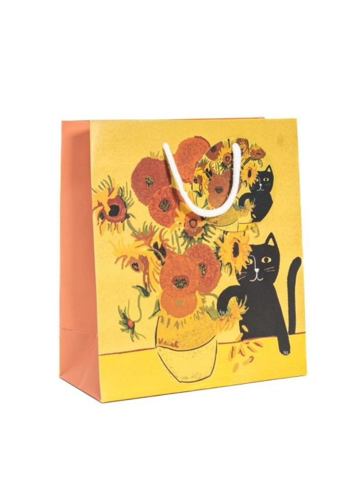 Niaski Gift Bag - Van Gogh Sunflower Cat - Medium