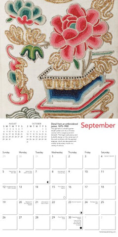 Calendar page for September with decorative floral design and text.