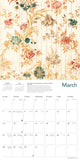 Floral patterned calendar page for March with a white background
