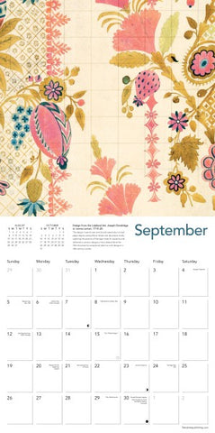 Floral patterned calendar page for September with decorative elements.