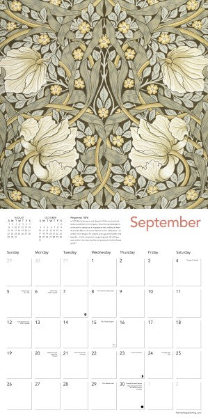 Calendar with floral design and September text