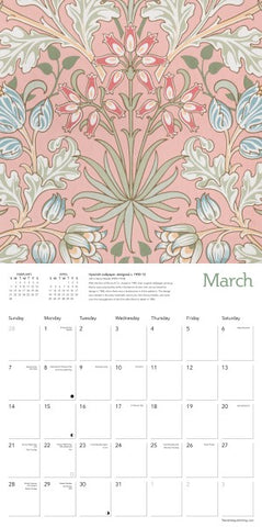 Calendar with floral design on a pink background