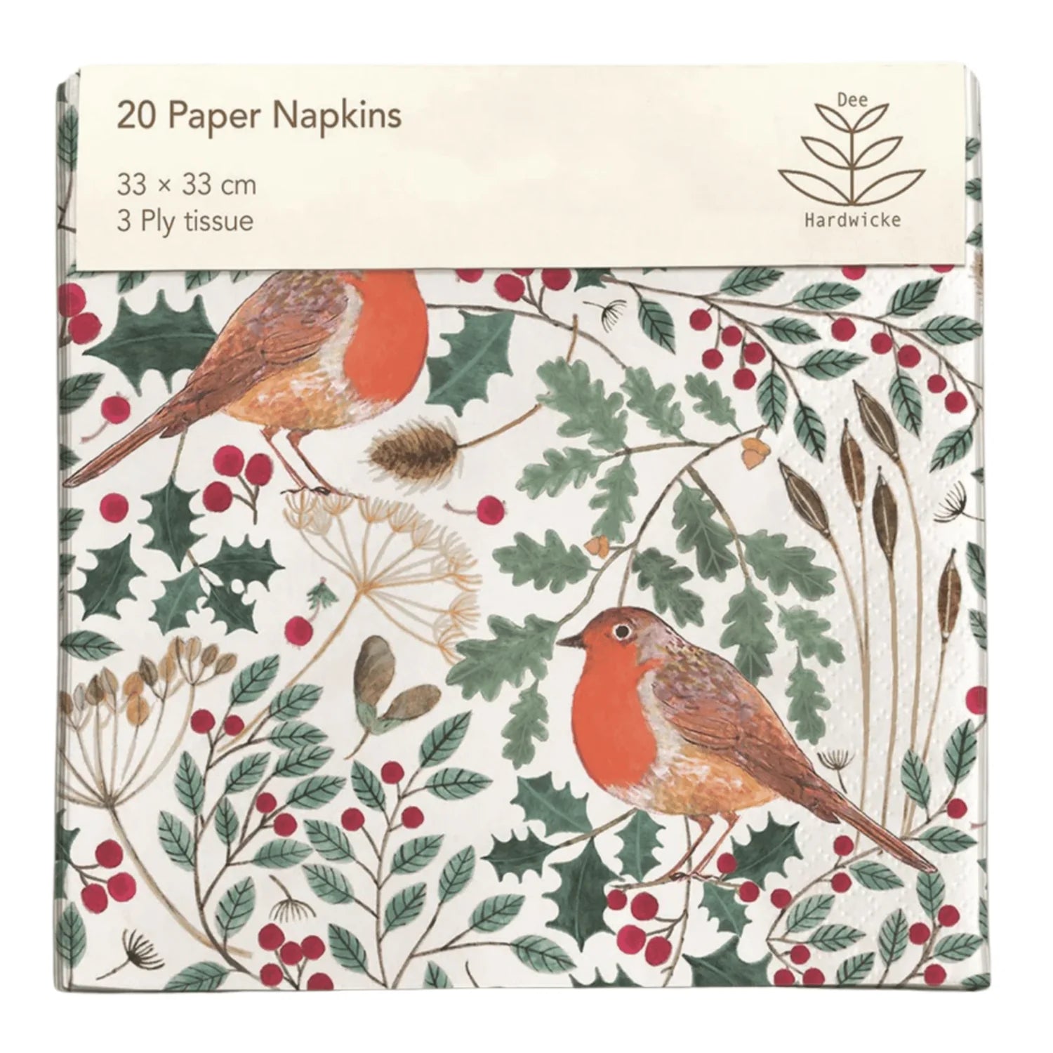 A pack of paper napkins with birds and flowes.