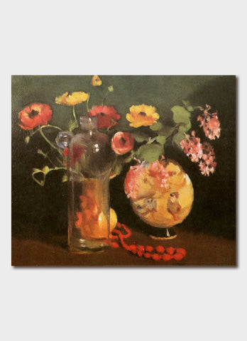 Clarice Beckett Art Card - Ranunculus and Coral Beads