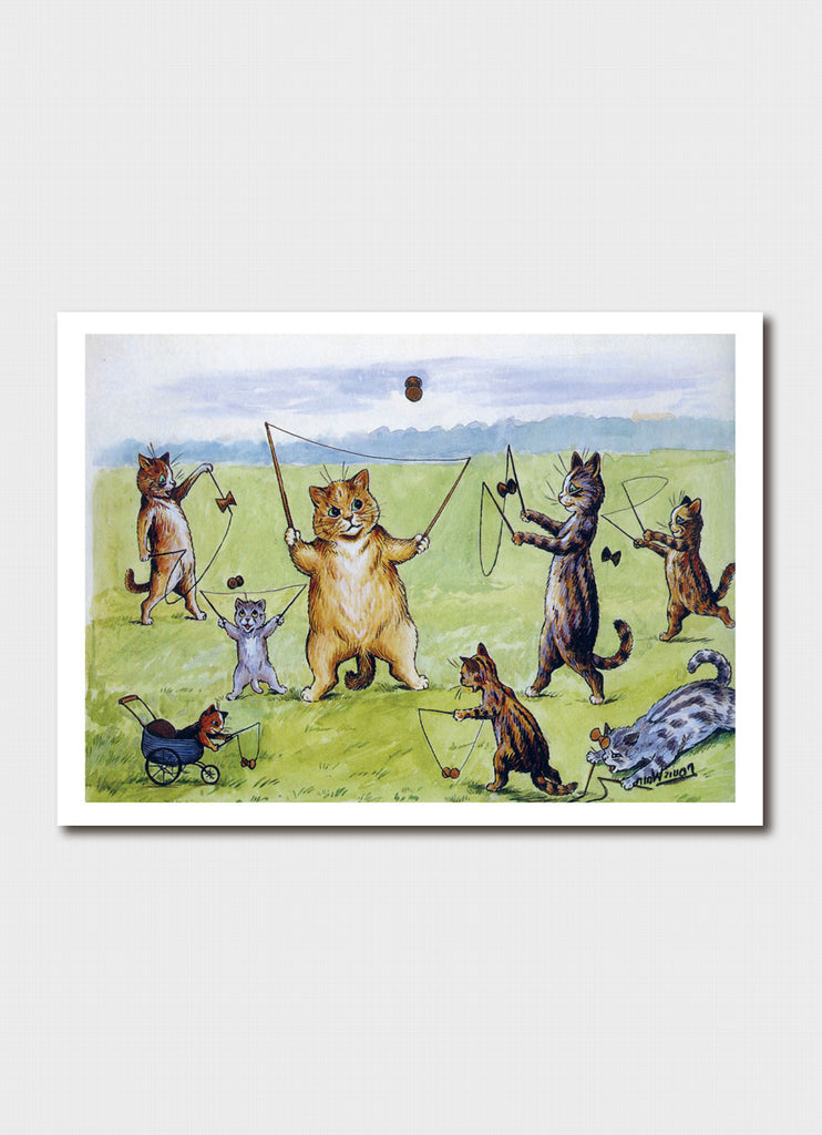 Louis Wain art card - Gaming Cats