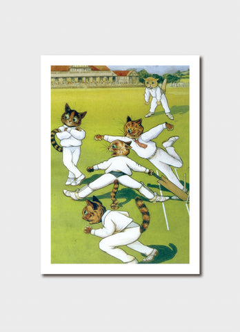 Louis Wain art card - Cricketing Cats