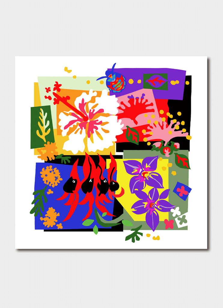 Pamela Drewitt Smith art card - Native Wildflowers With Harlequin Bug