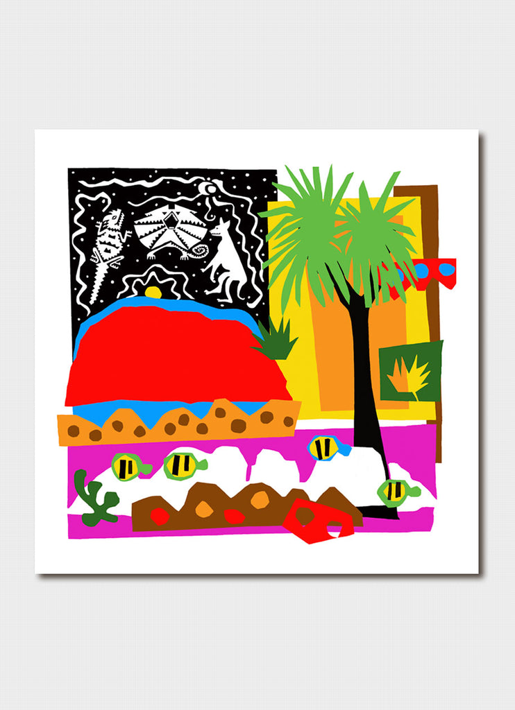 Pamela Drewitt Smith art card - Uluru and Kata Tjuta