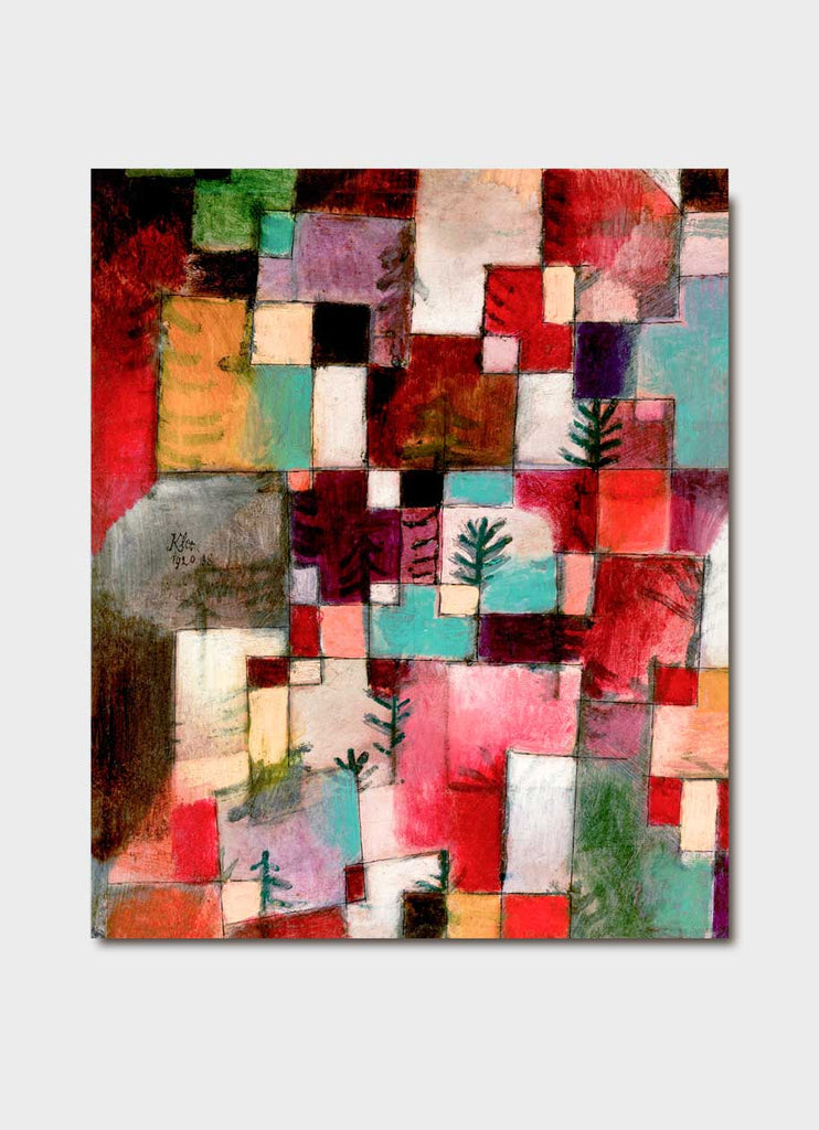 Paul Klee art card - Red Green and Violet Yellow Rhythms