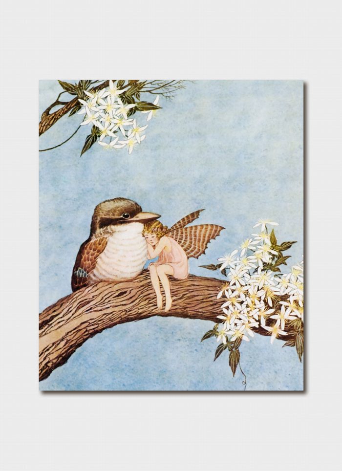 Ida Rentoul Outhwaite art card - Bidget Cuddled Up Against a Fat Baby Kookaburra