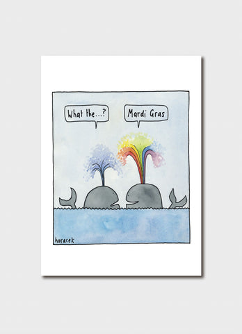 Judy Horacek cartoon card - Mardi Gras Whale