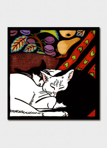 Kit Hiller art card - Black and White Cats