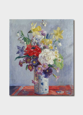 Nora Heysen art card - Flowers in a Delft Vase