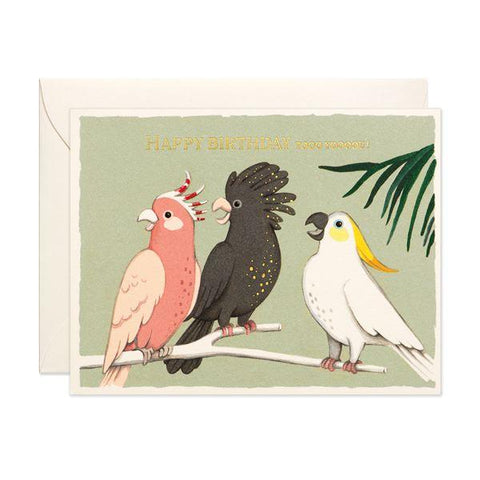 Joo Joo Paper Foil Card - Cockatoo Birthday