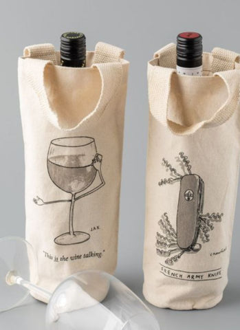 New Yorker Wine Tote Bags in use