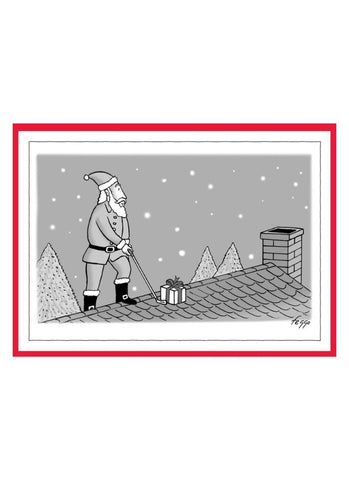 New Yorker Cartoon Christmas Card - Putting Santa