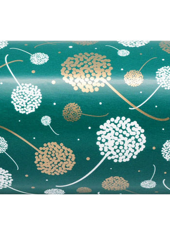 Wrapping Paper Roll - Billy Button Green/ Gold