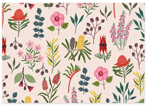 Earth Greetings Wrapping Paper - Australian Wildflowers - detail