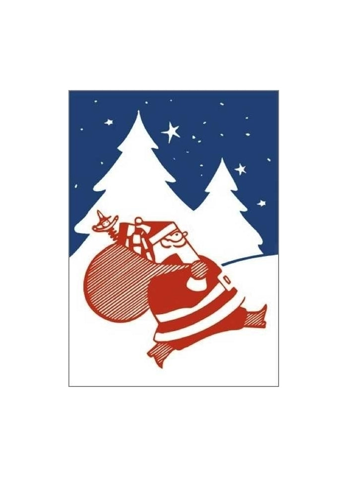 Letterpress Small Christmas Card - Santa
