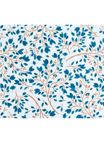 Wrapping Paper Roll - Spring Blossom - Teal and copper on white
