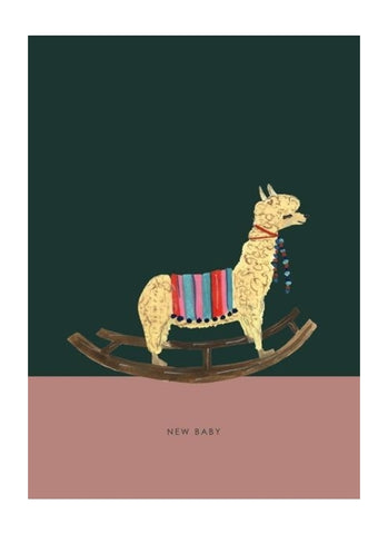 Hutch Cassidy greeting card - Rocking Alpaca (new baby)