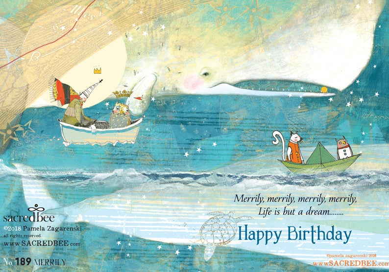 Sacredbee greeting card - Merrily - opened