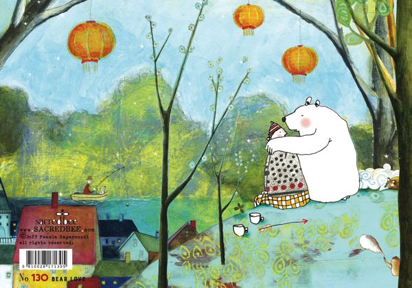 Sacredbee greeting card - Bear Love (front and back showing full illustration)